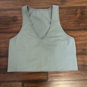 Athleta Olive Green Auroa Seamless Cropped Ribbed Tank Top